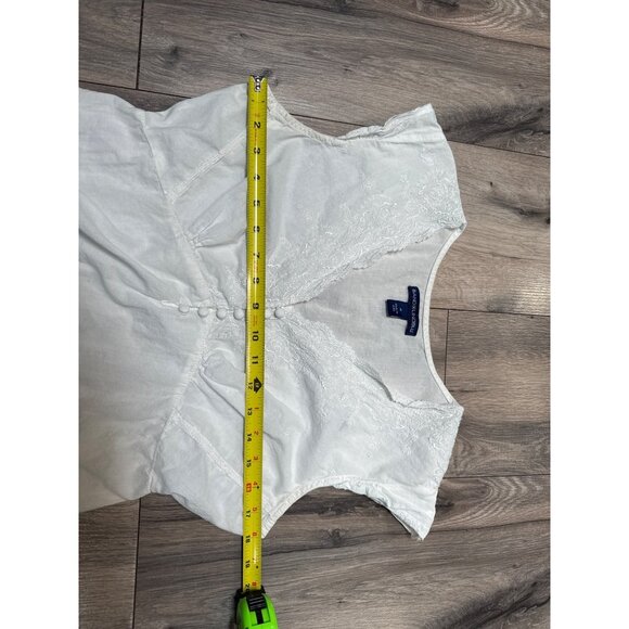 Bandolino Blu Womens M White Sleeveless 90's Y2K Embroidered Blouse Button Babyd - Picture 5 of 9
